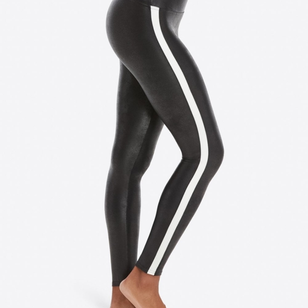 SPANX faux leather stripe legging NWT